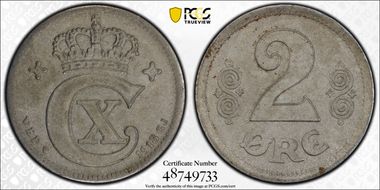 1918 VBP GJ 2 Øre KM-813.1a Iron AU58