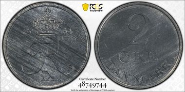 1964 CS 2 Øre KM-840.2 Zinc MS64