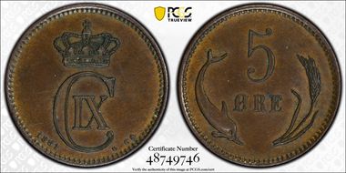 1891 CS 5 Øre MS62BN