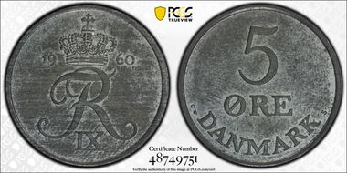 1960 CS 5 Øre KM-843.2 Zinc MS62