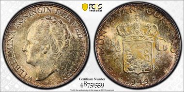 1944-D 2 1/2 G KM-46  Ag MS64