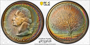 1999-S 25C Connecticut PR67DCAM