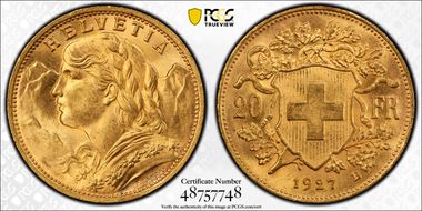 1927 B 20 Fr KM-35.1  Au MS64