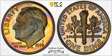 1996-S 10C PR67DCAM