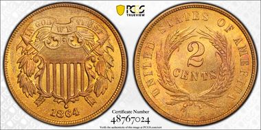 1864 2C Large Motto MS65RB