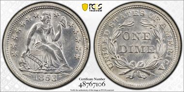 1853 10C Arrows MS64