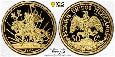 "1907" (2022) Medal Caballito Tribute 50C Gilt Ag SP69