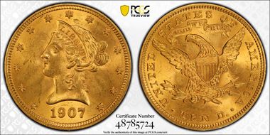 1907 $10 Liberty MS64