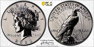 2023-S $1 Peace Dollar Rev PR Two-Coin Reverse Proof Set PR70