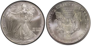 1995 $1 Silver Eagle MS68