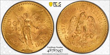 1925 50 Peso KM-481  Au MS64