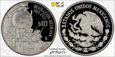 2010-Mo 10 Peso Revolutionaries PR70DCAM