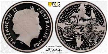 2008 $1 Planet Earth Silver PR70DCAM