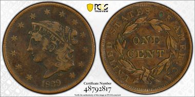 1839 1C Booby Head VF25BN