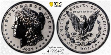 2023-S $1 Morgan Dollar Rev PR  Two-Coin Reverse Proof Set First Strike PR69