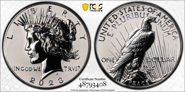2023-S $1 Peace Dollar Rev PR Two-Coin Reverse Proof Set First Strike PR70