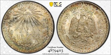 1938-M Peso KM-455  Ag MS67+