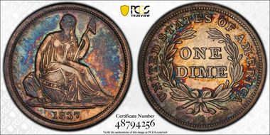 1837 10C Seated, Small Date XF45