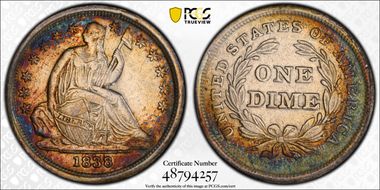 1838 10C No Drapery, Large Stars XF45