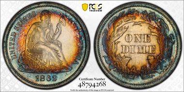 1862 10C MS63+