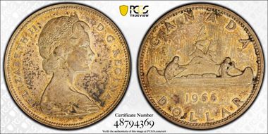 1966 S$1 Large Beads AU58