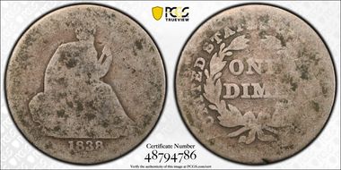 1838 10C Partial Drapery FR2