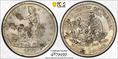 1877-S T$1 Chopmarked VF30