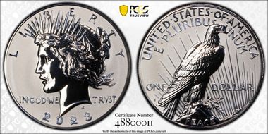 2023-S $1 Peace Dollar Rev PR Two-Coin Reverse Proof Set First Strike PR70