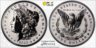 2023-S $1 Morgan Dollar Rev PR  Two-Coin Reverse Proof Set First Strike PR69