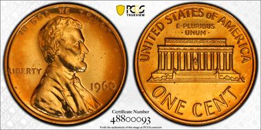 1960 1C Large Date PR65RD