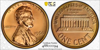 1960 1C Large Date PR67RD