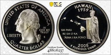 2008-S 25C Hawaii Silver PR70DCAM