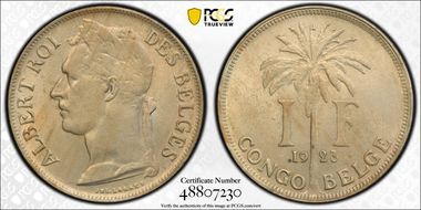 1923/2 1 Fr CONGO BELGE MS63