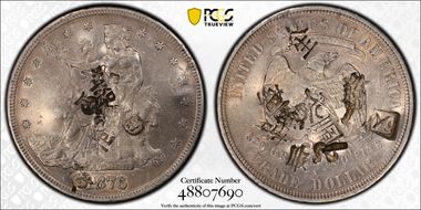 1876-S T$1 FS-301, C-33 RPD Chopmarked N1