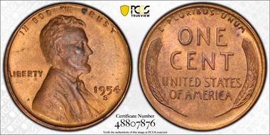 1954-S 1C MS65RB