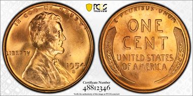 1954-S 1C MS66RD