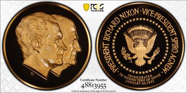 1973-FM AE Medal Nixon-Agnew 2nd Inauguration PR68DCAM