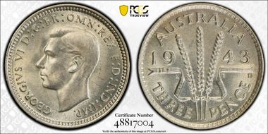 1943-D 3D KM-37  Ag MS65