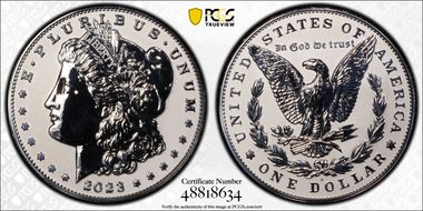2023-S $1 Morgan Dollar Rev PR  Two-Coin Reverse Proof Set First Strike PR70