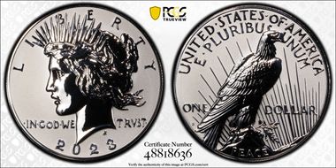 2023-S $1 Peace Dollar Rev PR Two-Coin Reverse Proof Set First Strike PR69