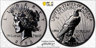 2023-S $1 Peace Dollar Rev PR Two-Coin Reverse Proof Set First Strike PR70