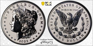 2023-S $1 Morgan Dollar Rev PR  Two-Coin Reverse Proof Set First Strike PR69