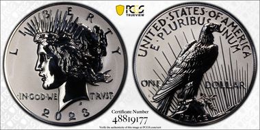2023-S $1 Peace Dollar Rev PR Two-Coin Reverse Proof Set First Strike PR70