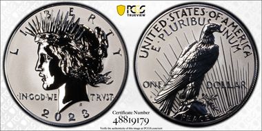 2023-S $1 Peace Dollar Rev PR Two-Coin Reverse Proof Set First Strike PR70