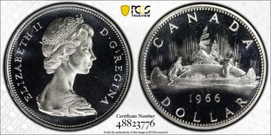 1966 S$1 Large Beads Ag PL67DCAM