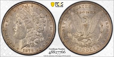 1878 7TF $1 Reverse of 1879 AU50