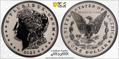 2023-S $1 Morgan Dollar Rev PR  Two-Coin Reverse Proof Set First Strike PR69