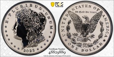 2023-S $1 Morgan Dollar Rev PR  Two-Coin Reverse Proof Set First Strike PR70