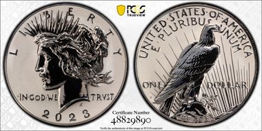 2023-S $1 Peace Dollar Rev PR Two-Coin Reverse Proof Set First Strike PR69