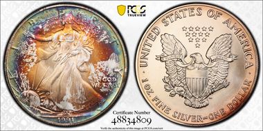1991 $1 Silver Eagle MS68